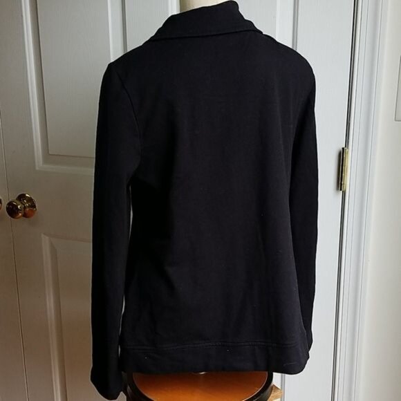 Laura Ashley Black Sweatshirt Zip Up Bling JACKET Women's WOMAN'S Size Medium - Picture 4 of 13